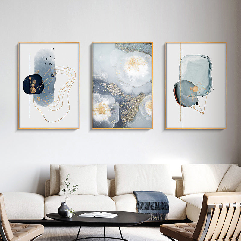Wall Art 40cmx60cm Marbled Light Grey 3 Sets Gold Frame Canvas - VogueDecor.au