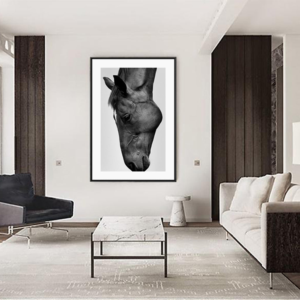 Wall Art 50cmx70cm Modern Black Horse Black Frame Canvas - VogueDecor.au