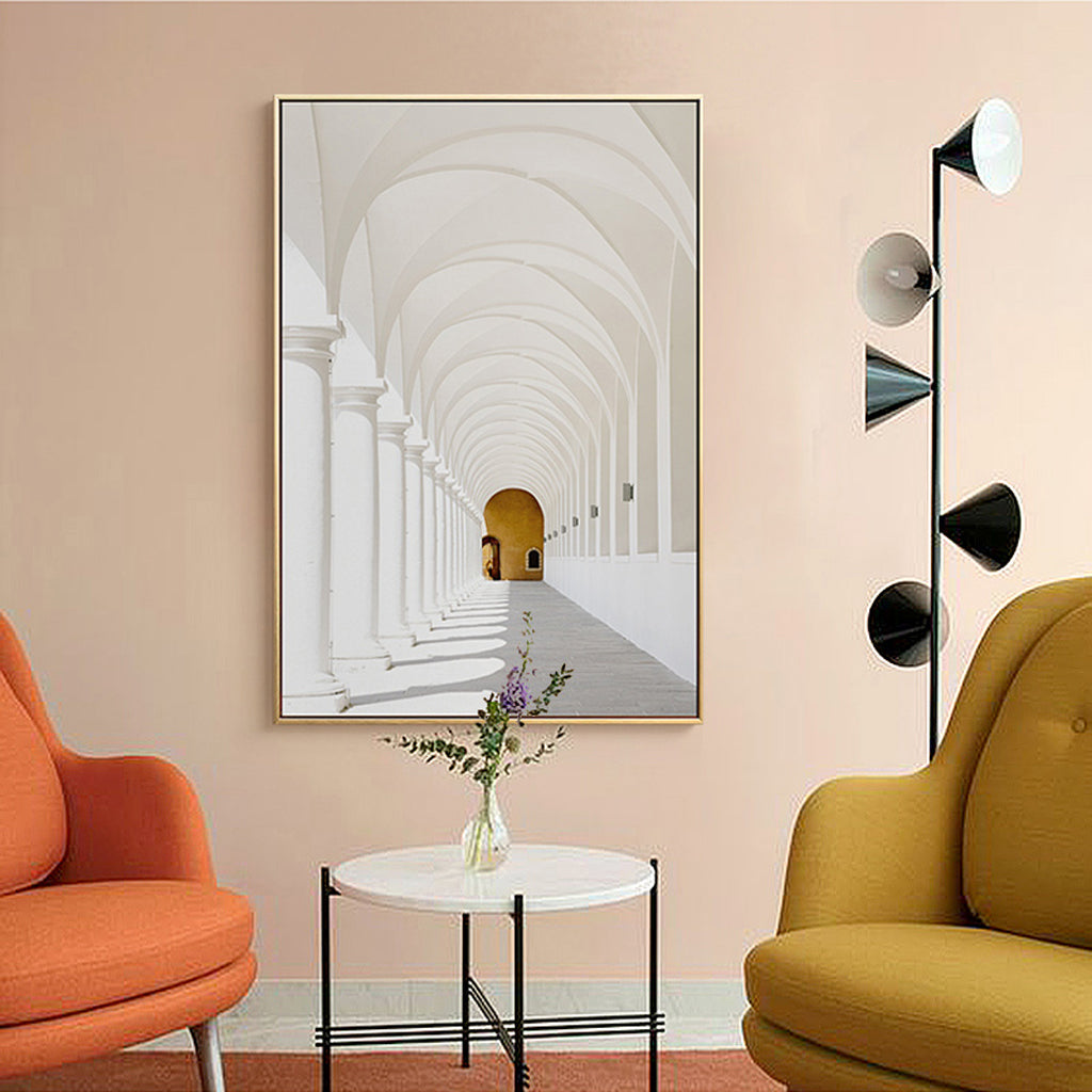 Wall Art 60cmx90cm Long Corridor Style A Gold Frame Canvas - VogueDecor.au