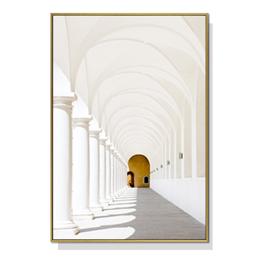 Wall Art 60cmx90cm Long Corridor Style A Gold Frame Canvas - VogueDecor.au