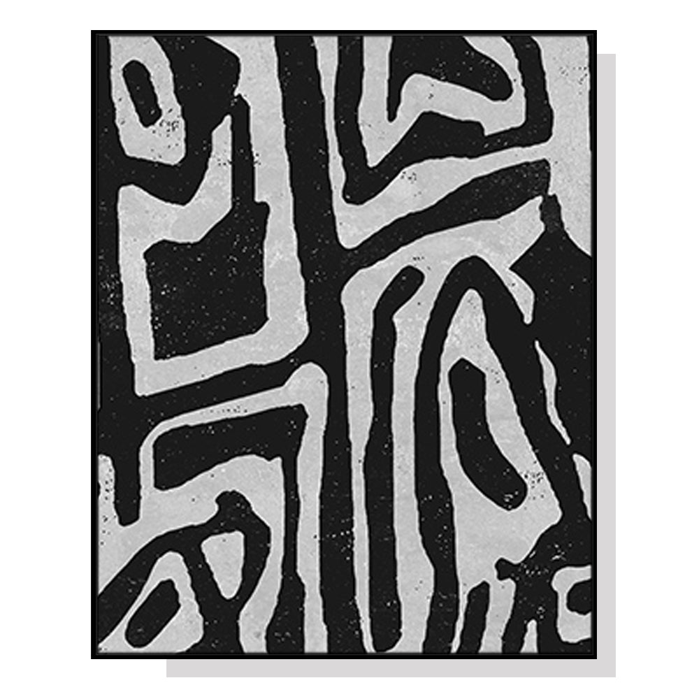 Wall Art 60cmx90cm Abstract Black Artwork Black Frame Canvas - VogueDecor.au