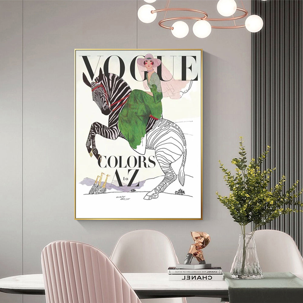 Wall Art 40cmx60cm Vogue Lady Gold Frame Canvas - VogueDecor.au