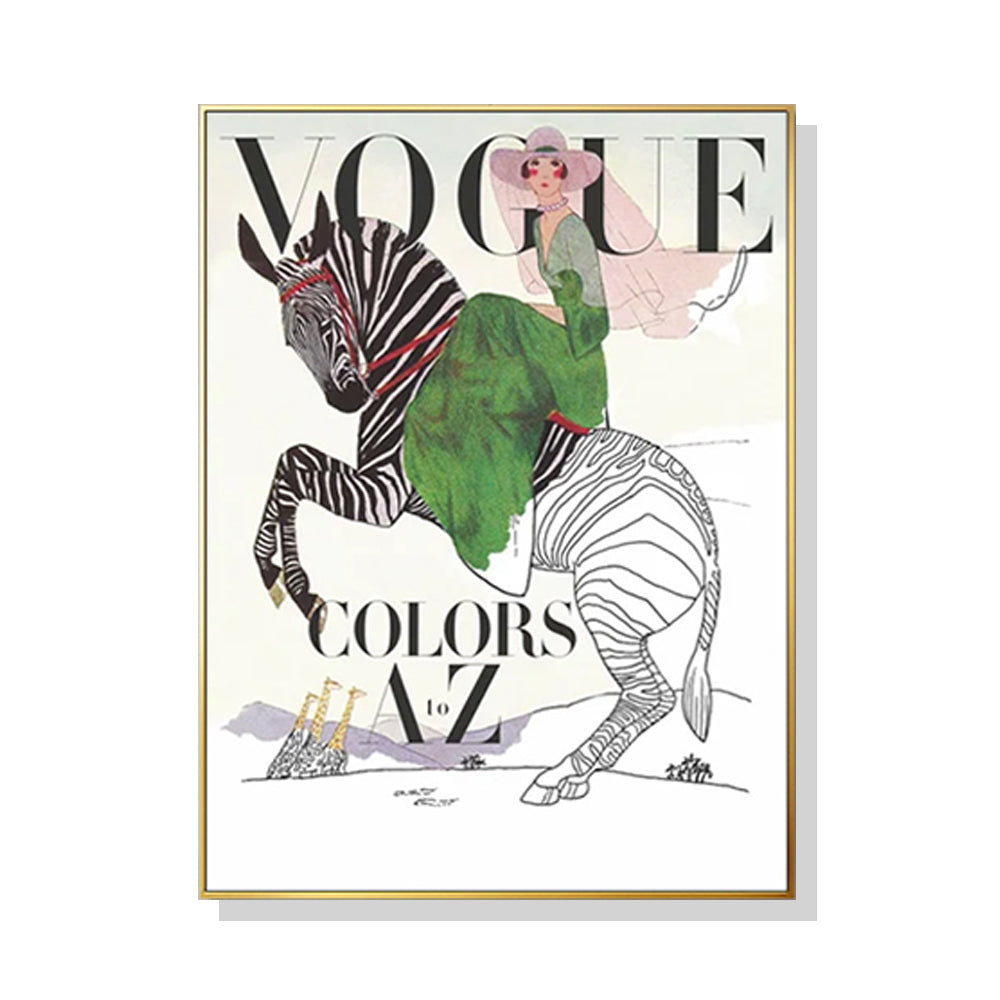 Wall Art 90cmx135cm Vogue Lady Gold Frame Canvas - VogueDecor.au
