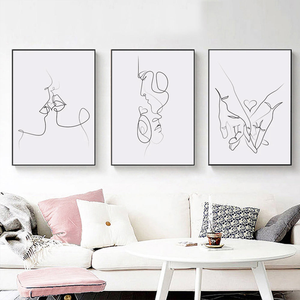 Wall Art 70cmx100cm Couples 3 Sets Black Frame Canvas - VogueDecor.au