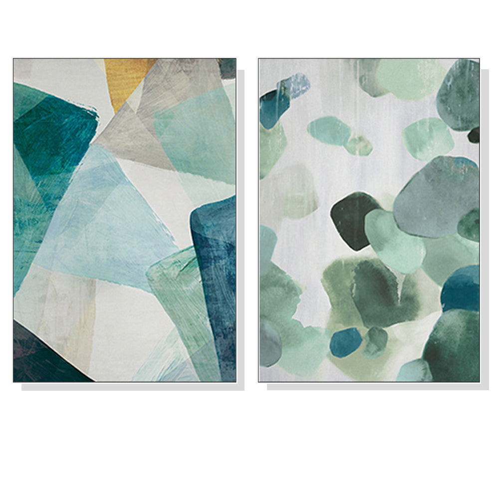 Wall Art 50cmx70cm Green Marble 2 Sets White Frame Canvas - VogueDecor.au