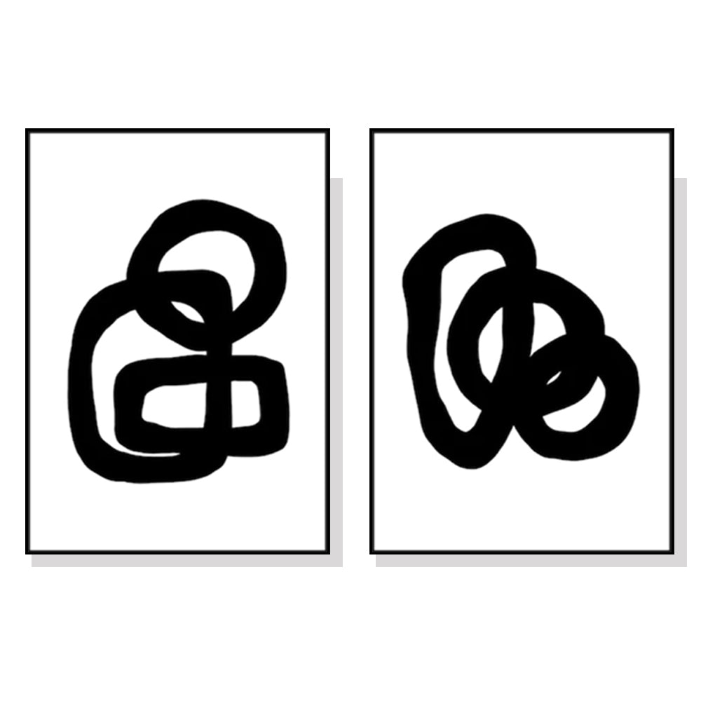 Wall Art 70cmx100cm Black and White 2 Sets Black Frame Canvas - VogueDecor.au