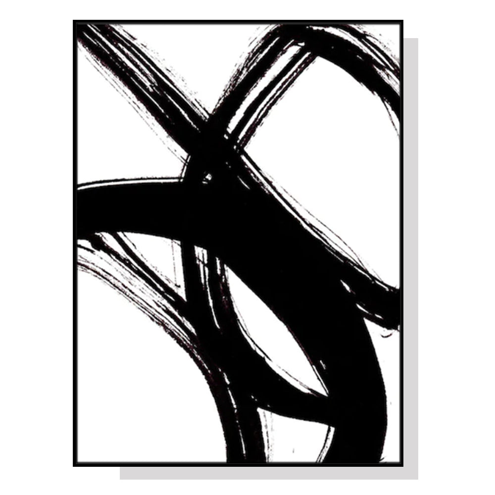 Wall Art 80cmx120cm  Minimalist Black Artwork Black Frame Canvas - VogueDecor.au