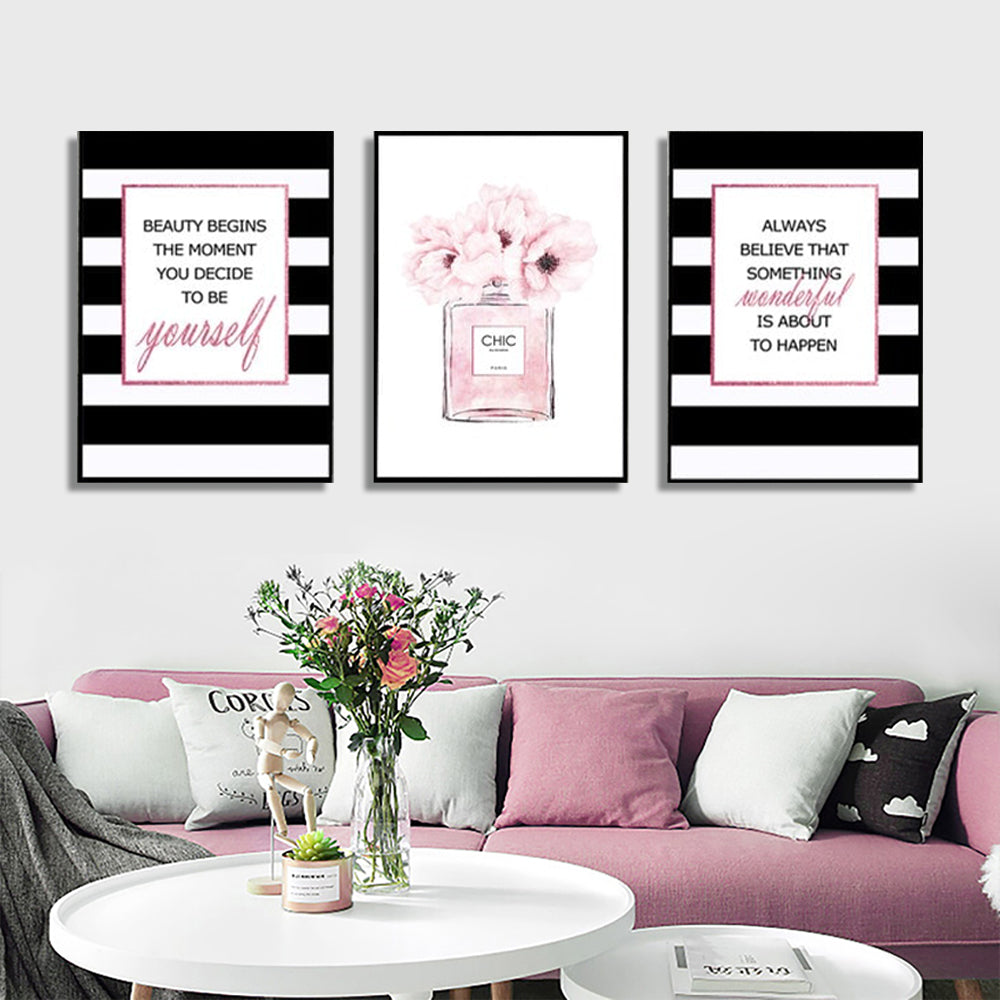 Wall Art 70cmx100cm Fashion Prints 3 Sets Black Frame Canvas - VogueDecor.au