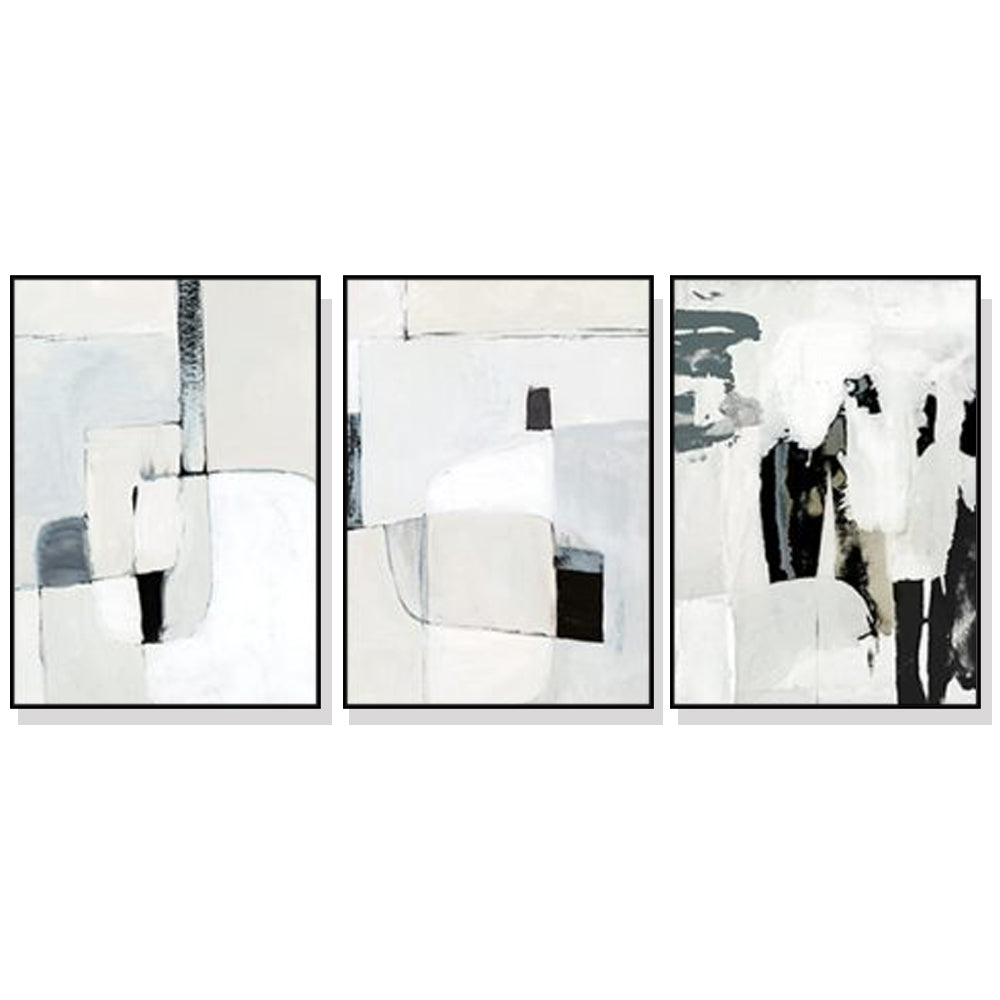 Wall Art 70cmx100cm Soft Spoken 3 Sets Black Frame Canvas - VogueDecor.au