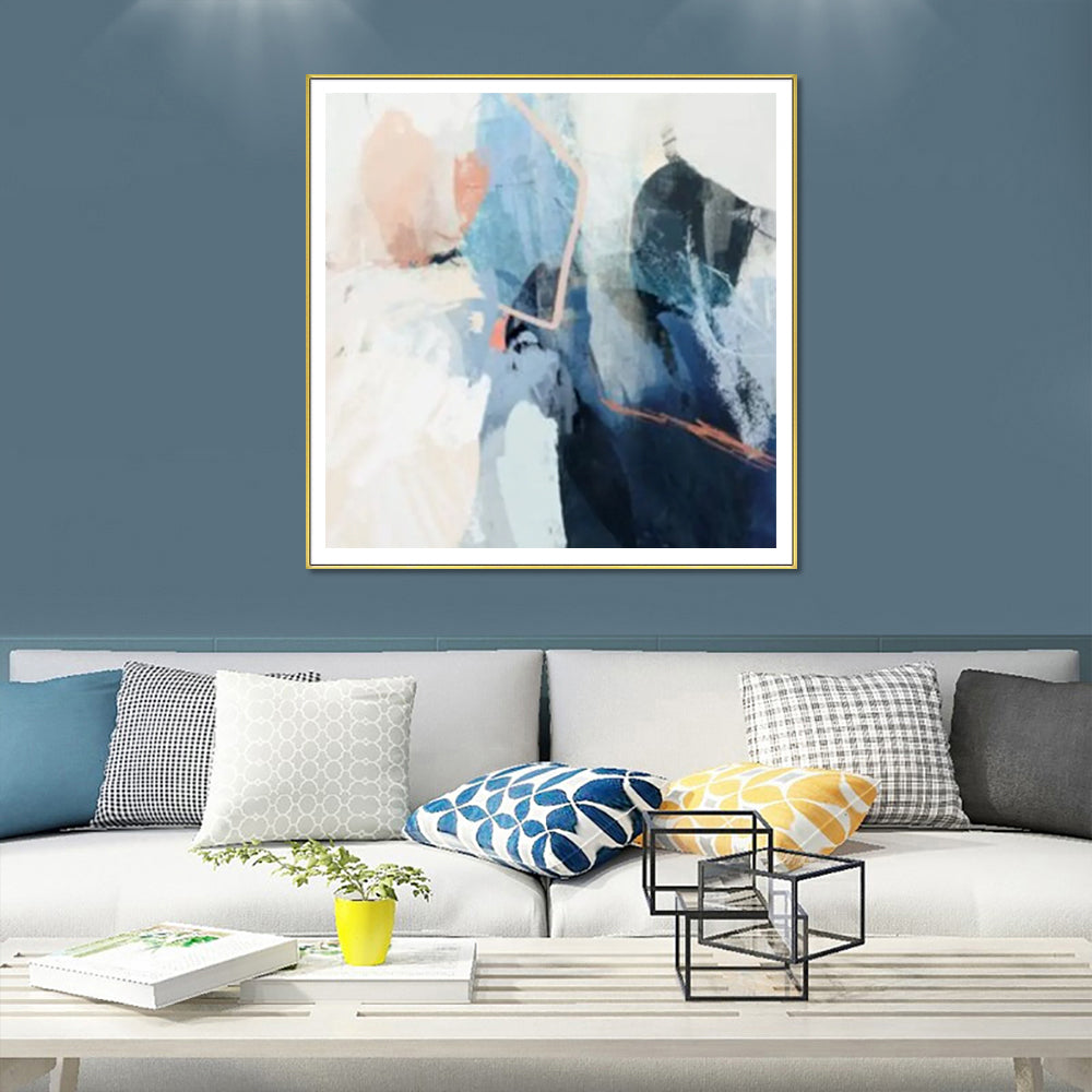 Wall Art 100cmx100cm Luz I Gold Frame Canvas - VogueDecor.au