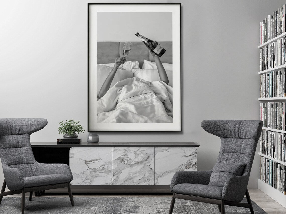 Wall Art 90cmx135cm Vintage Fashion Feminist Picture, Black Frame Canvas - VogueDecor.au
