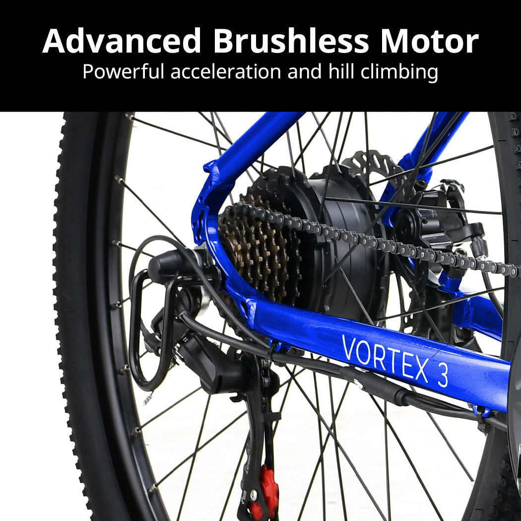 VALK Vortex 3 Electric Bike, Medium Frame Mountain ebike, Blue