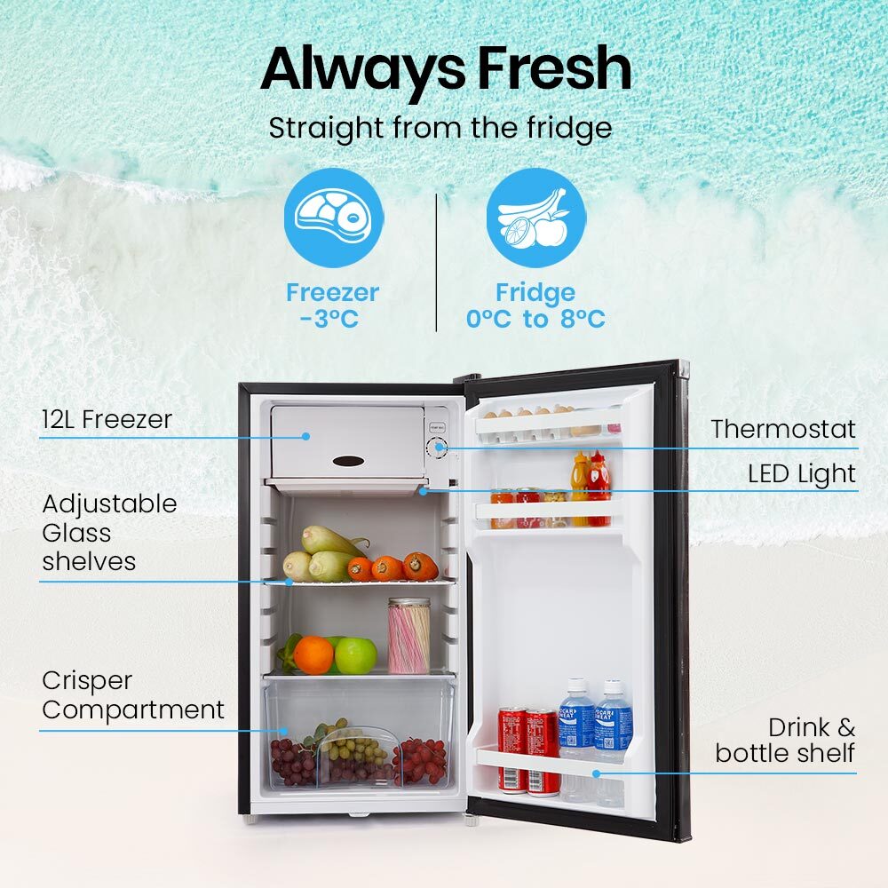 GECKO 95L Portable Upright Fridge Freezer Camping Caravans Bar Fridges 12V/24V/240V Refrigerator - VogueDecor.au
