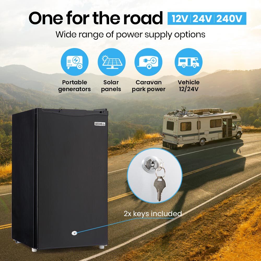 GECKO 95L Portable Upright Fridge Freezer Camping Caravans Bar Fridges 12V/24V/240V Refrigerator - VogueDecor.au