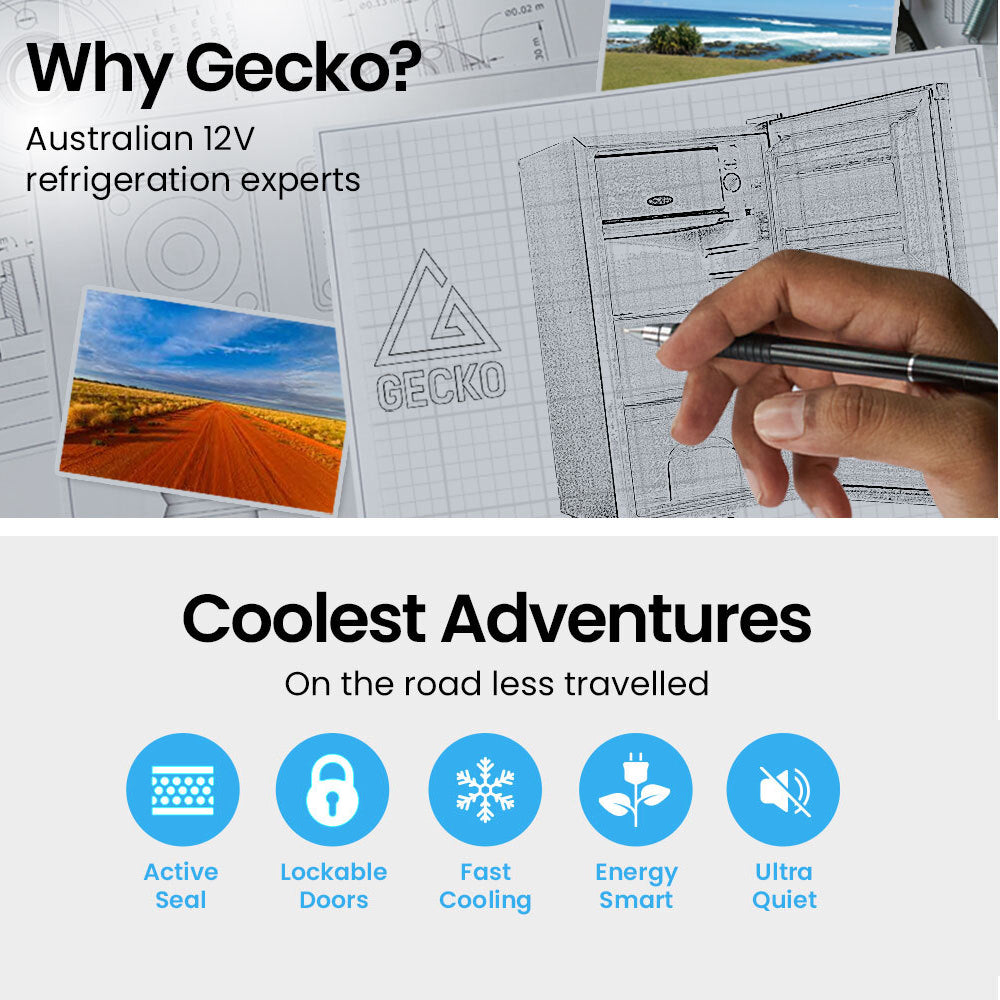 GECKO 95L Portable Upright Fridge Freezer Camping Caravans Bar Fridges Refrigerator 12V/24V/240V - VogueDecor.au