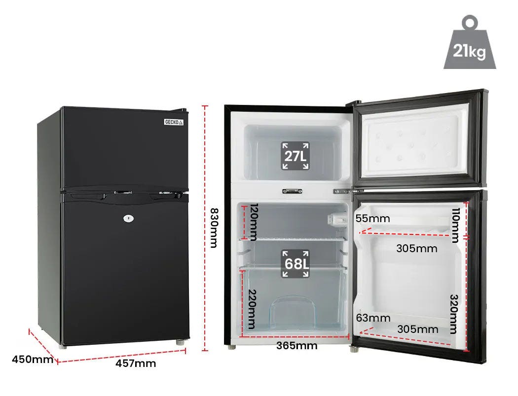 GECKO 95L Portable Upright Fridge Refrigerator 12V/24V/240V Caravan Motorhome - VogueDecor.au