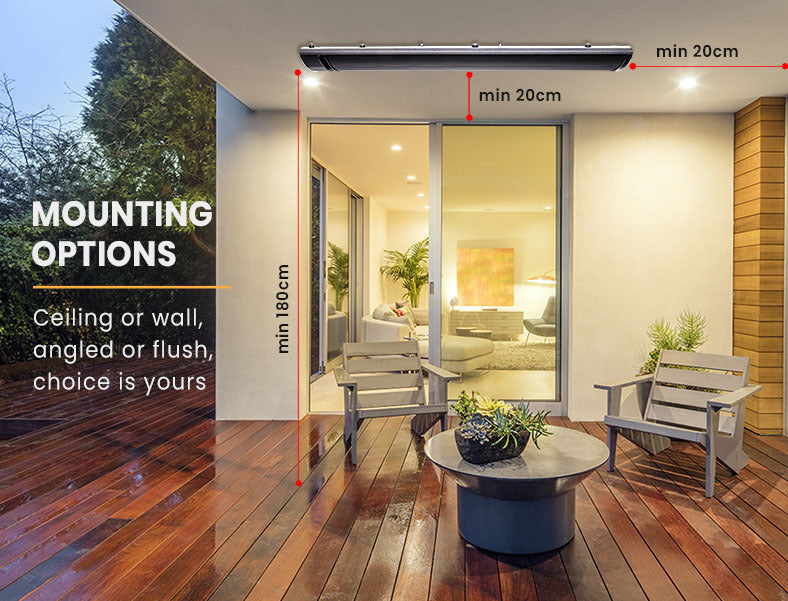 BIO Outdoor Strip Radiant Heater Alfresco 2000W Ceiling Wall Mount Heating Bar Panel - VogueDecor.au