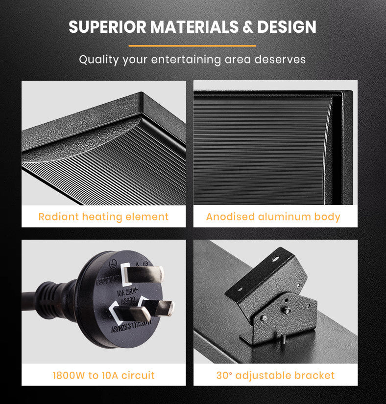 BIO1800W Outdoor Strip Heater Electric Radiant Slimline Panel - VogueDecor.au