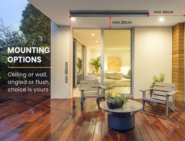 BIO1800W Outdoor Strip Heater Electric Radiant Slimline Panel - VogueDecor.au