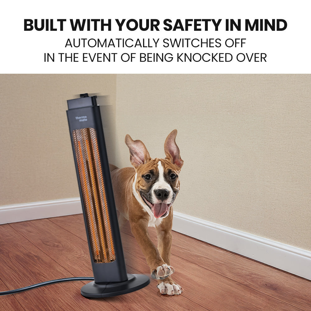 THERMOMATE Electric Heater Indoor or Outdoor, 1200W, 2 Radiant Heat Settings, Oscillating, Safety Tipping Shut Off - VogueDecor.au