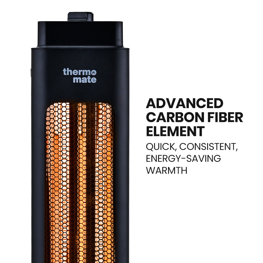 THERMOMATE Electric Heater Indoor or Outdoor, 1200W, 2 Radiant Heat Settings, Oscillating, Safety Tipping Shut Off - VogueDecor.au