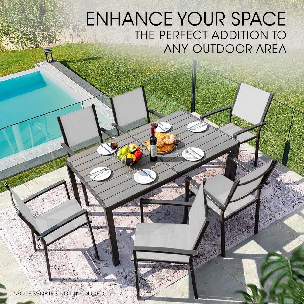 FORTIA 7pc Outdoor Dining Furniture Set, Table and Chairs Setting for Outside - VogueDecor.au