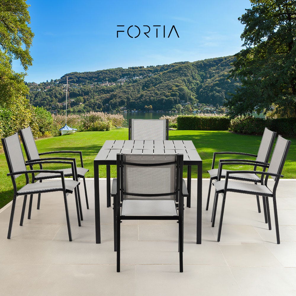 FORTIA 7pc Outdoor Dining Furniture Set, Table and Chairs Setting for Outside - VogueDecor.au