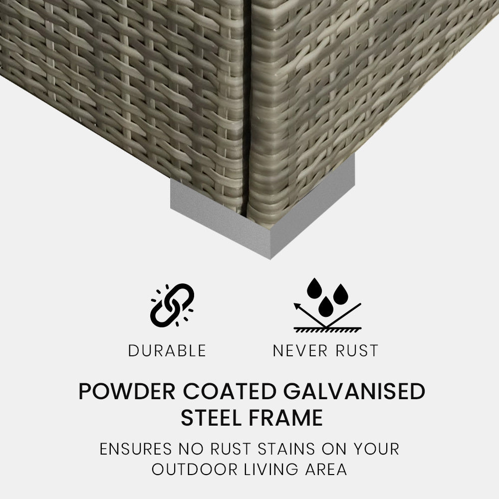 LONDON RATTAN 5 Piece 4 Seater Outdoor Modular Lounge Setting with Coffee Table, Grey - VogueDecor.au