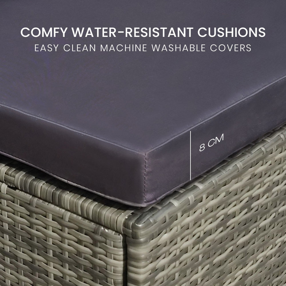 LONDON RATTAN 5 Piece 4 Seater Outdoor Modular Lounge Setting with Coffee Table, Grey - VogueDecor.au