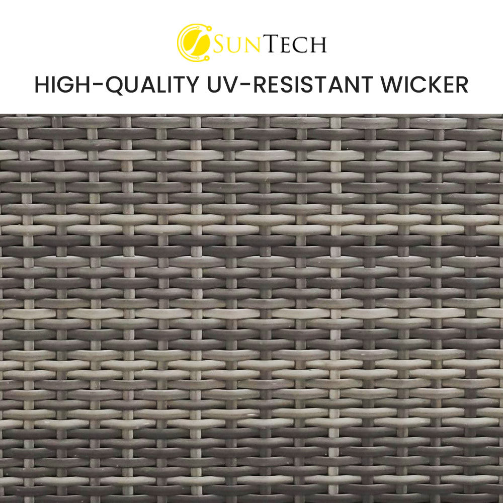 LONDON RATTAN 5 Piece 4 Seater Outdoor Modular Lounge Setting with Coffee Table, Grey - VogueDecor.au