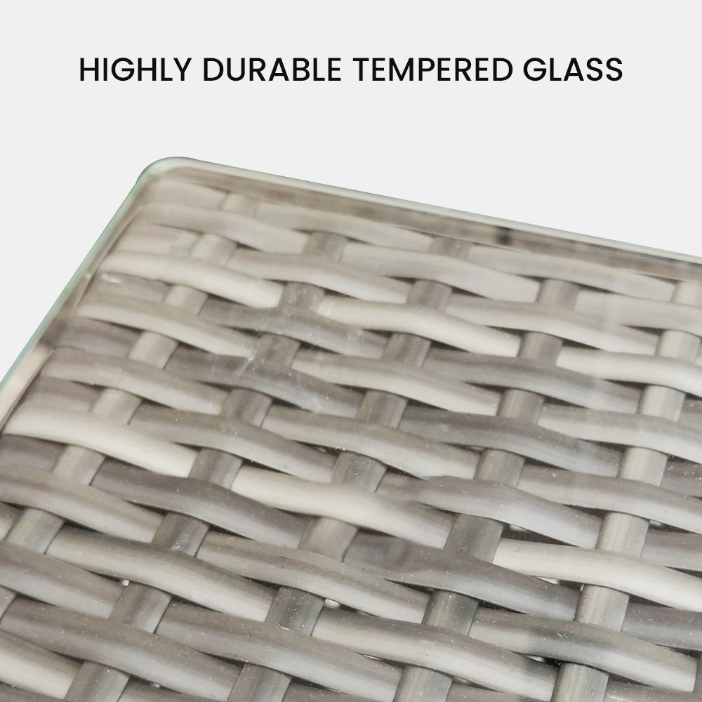 LONDON RATTAN 5 Piece 4 Seater Outdoor Modular Lounge Setting with Coffee Table, Grey - VogueDecor.au