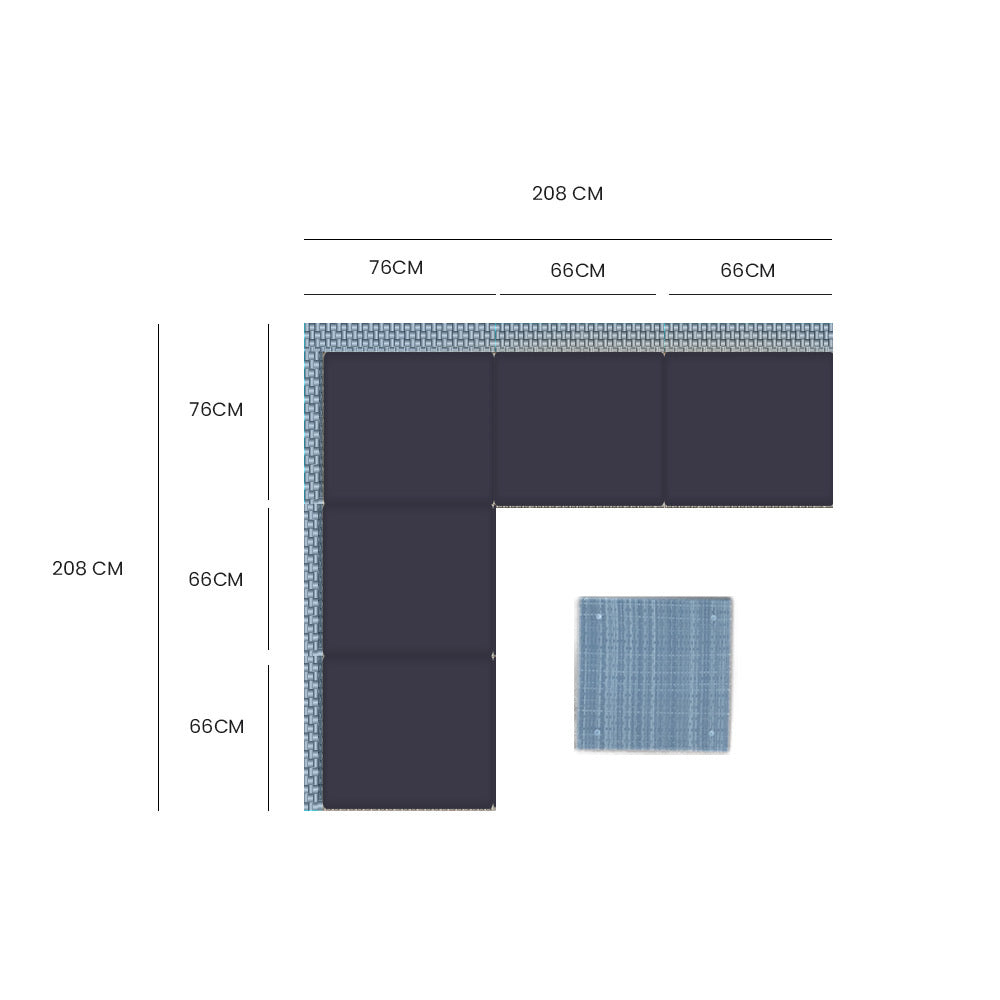 LONDON RATTAN 5 Seater Modular Outdoor Setting Lounge with Coffee Table, Grey - VogueDecor.au