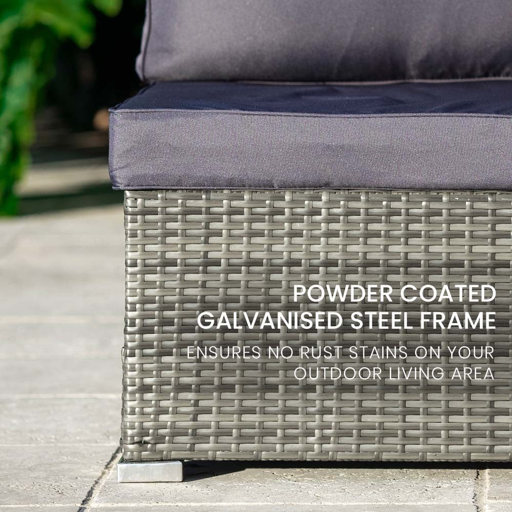LONDON RATTAN 5 Seater Modular Outdoor Setting Lounge with Coffee Table, Grey - VogueDecor.au