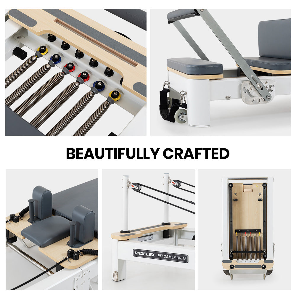 PROFLEX Aluminium Pilates Reformer Machine, Stretch Bed with box and jump board accessories - VogueDecor.au