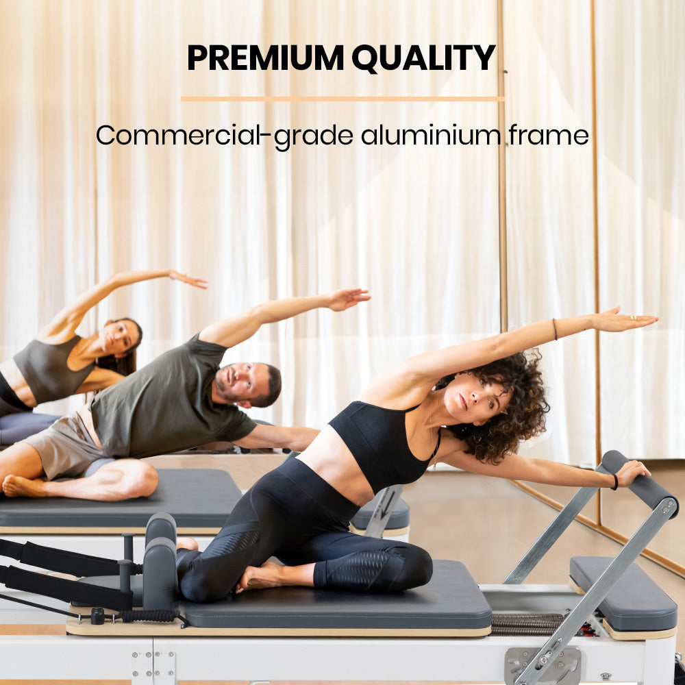 PROFLEX Aluminium Pilates Reformer Machine, Stretch Bed with box and jump board accessories - VogueDecor.au