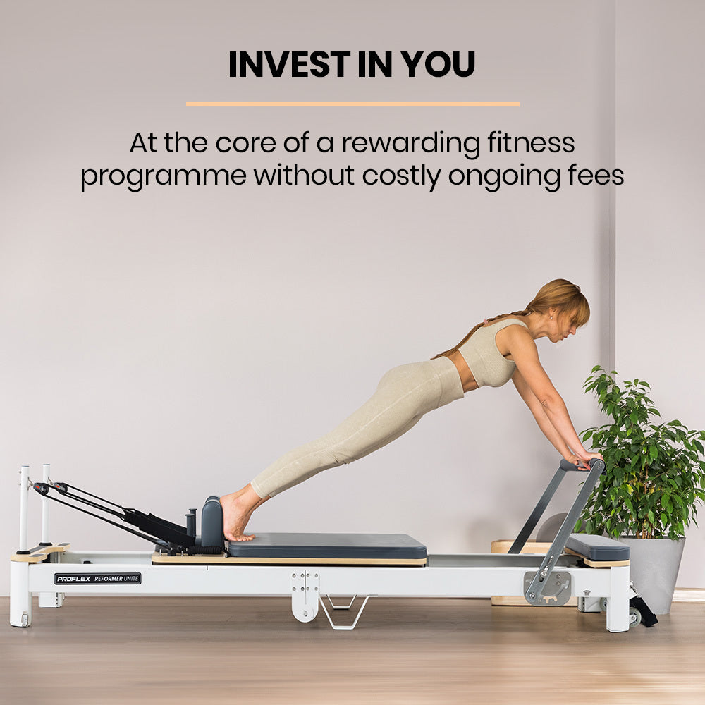 PROFLEX Aluminium Pilates Reformer Machine, Stretch Bed with box and jump board accessories - VogueDecor.au
