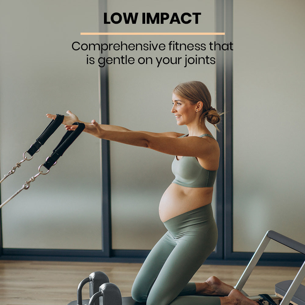 PROFLEX Aluminium Pilates Reformer Machine, Stretch Bed with box and jump board accessories - VogueDecor.au