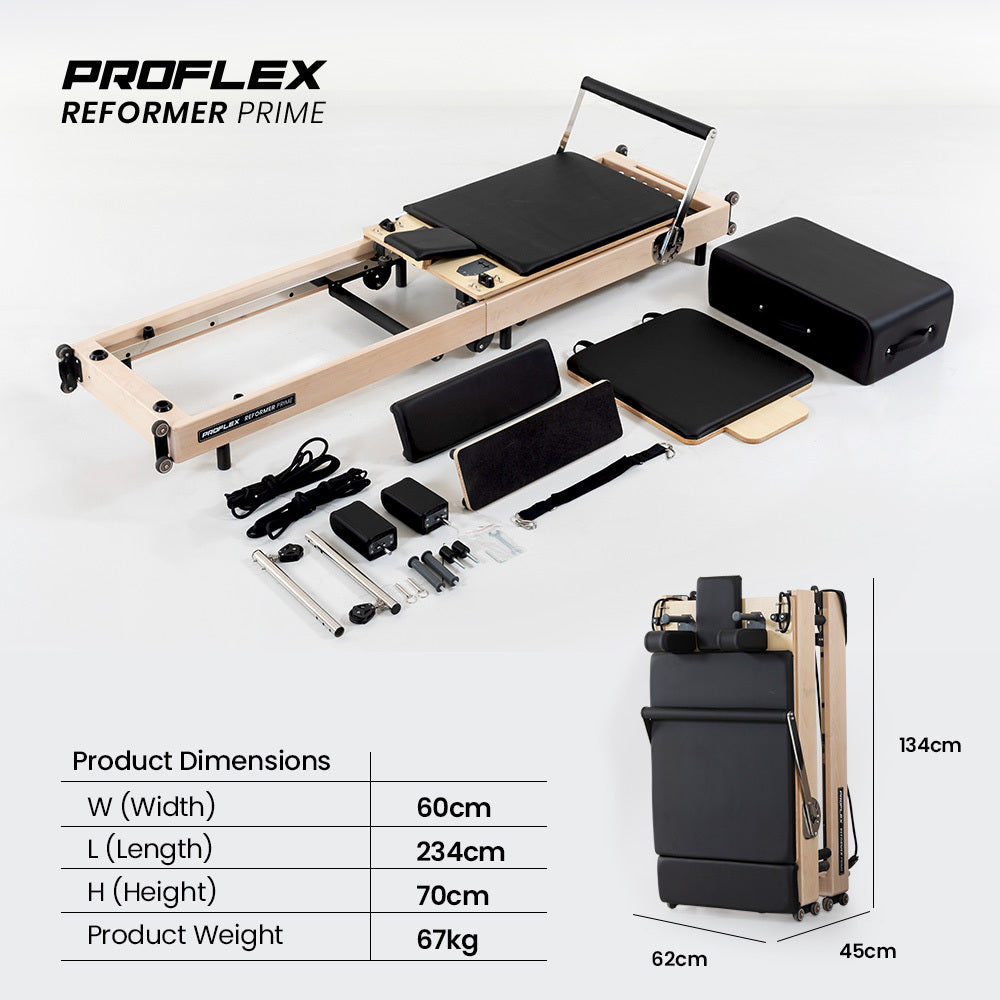 PROFLEX Wooden Pilates Reformer Machine, Stretch Bed with box and jump board accessories - VogueDecor.au