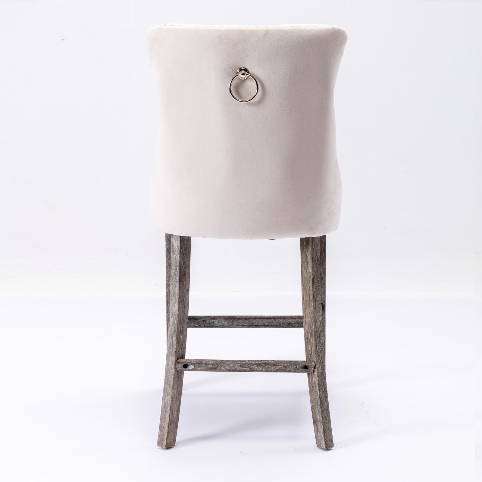 6X Velvet Bar Stools with Studs Trim Wooden Legs Tufted Dining Chairs Kitchen - VogueDecor.au