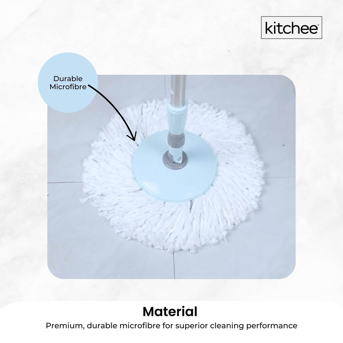 Kitchee Spin Mop & Bucket Set – Microfibre Pad, Telescopic Handle, 10L Capacity - VogueDecor.au