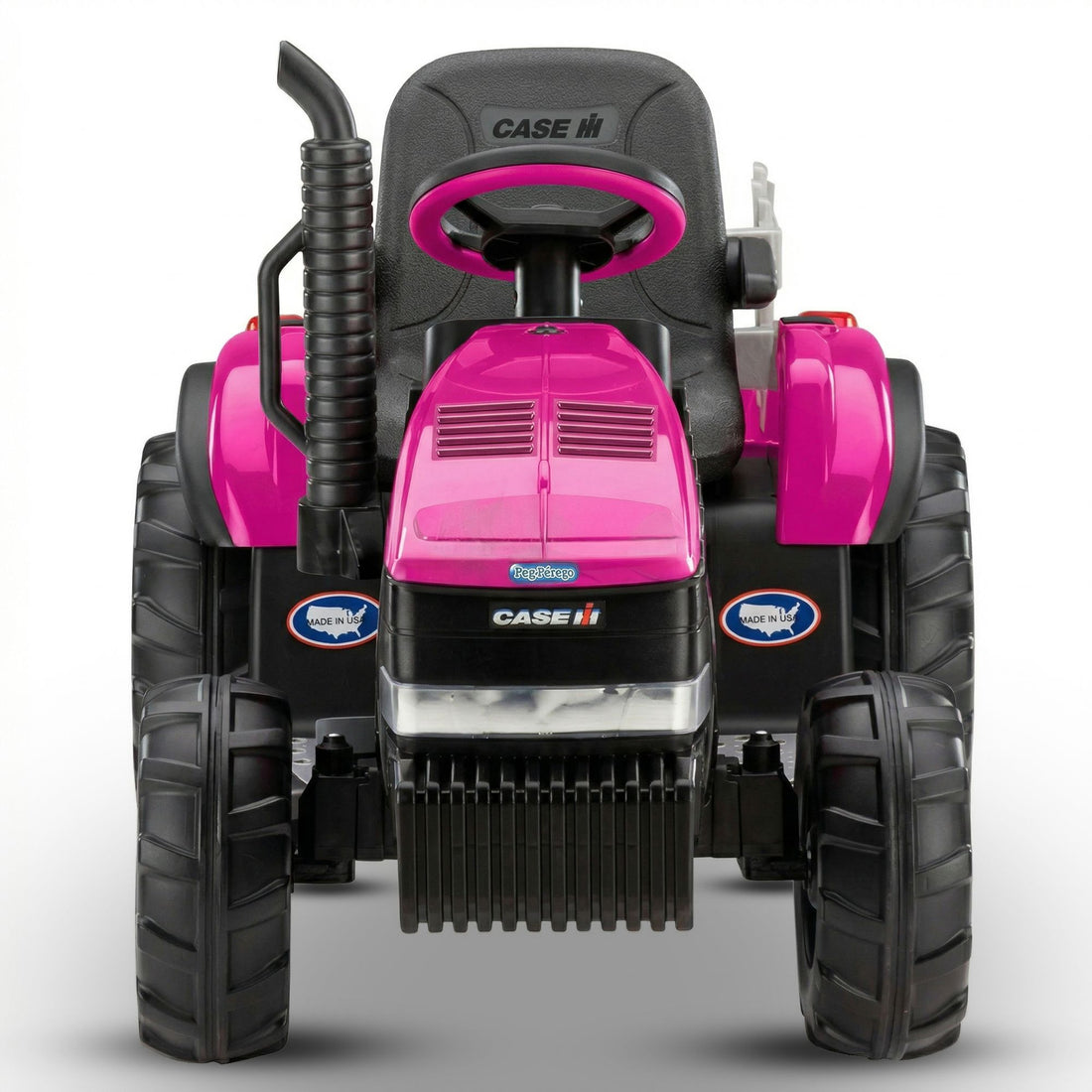 Klika Peg Perego Pink Case IH 12V Kids Ride On Tractor with Trailer 2 Speed Toy