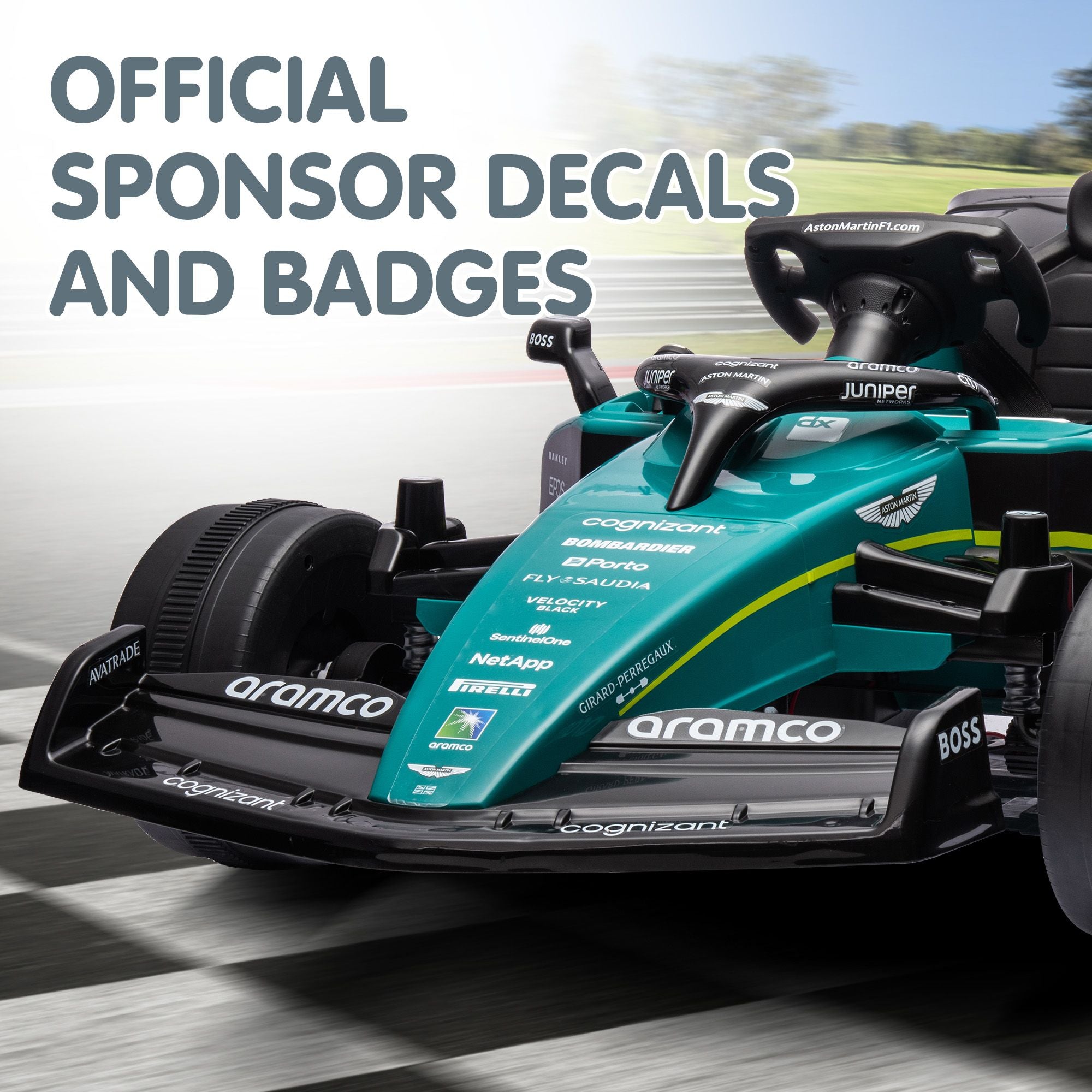 Kahuna Aston Martin Aramco F1 Licensed Electric Kids Ride On Race Car