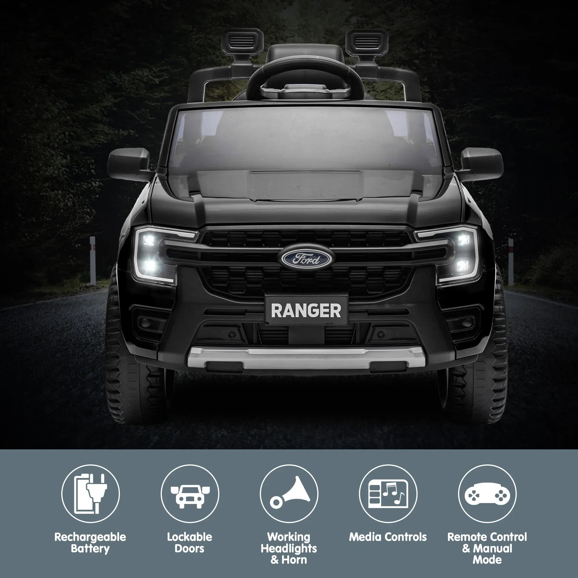 Kahuna Ford Ranger Electric Kids Ride On Car - Black