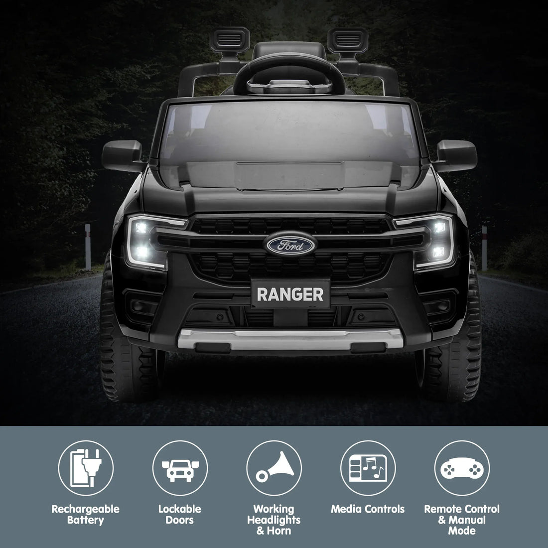 Kahuna Ford Ranger Electric Kids Ride On Car - Black