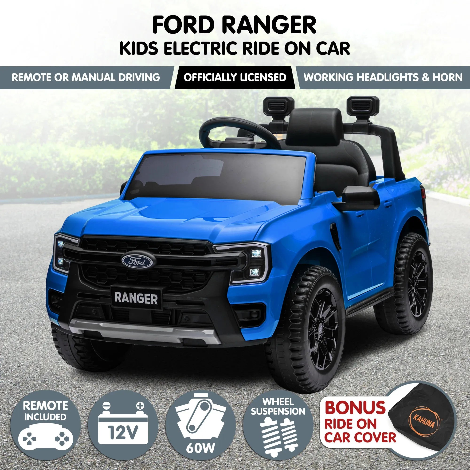 Kahuna Ford Ranger Electric Kids Ride On Car in Blue