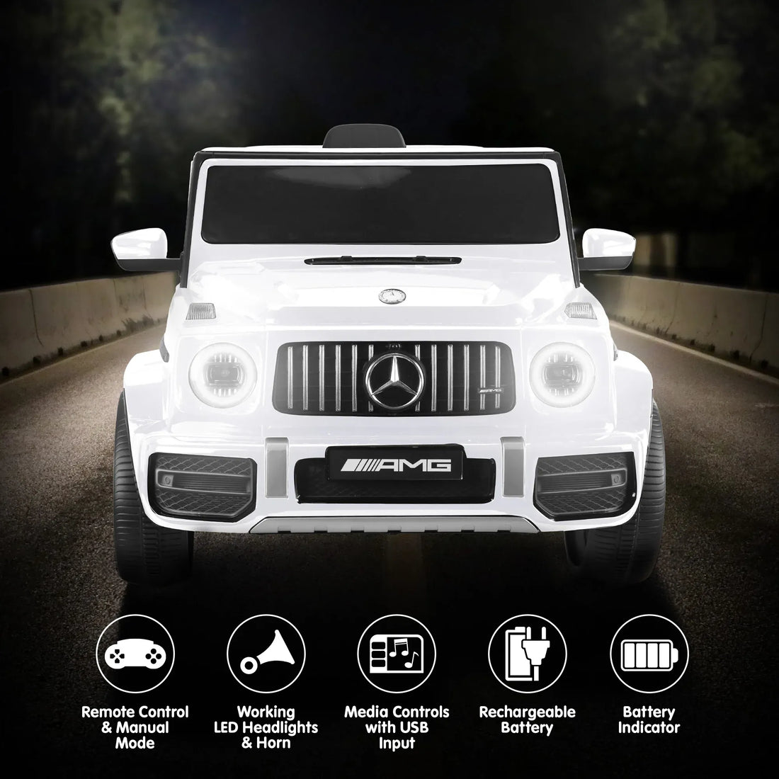 Kahuna Mercedes Benz AMG G63 Kids Electric Ride On Car w/ Remote Control - White
