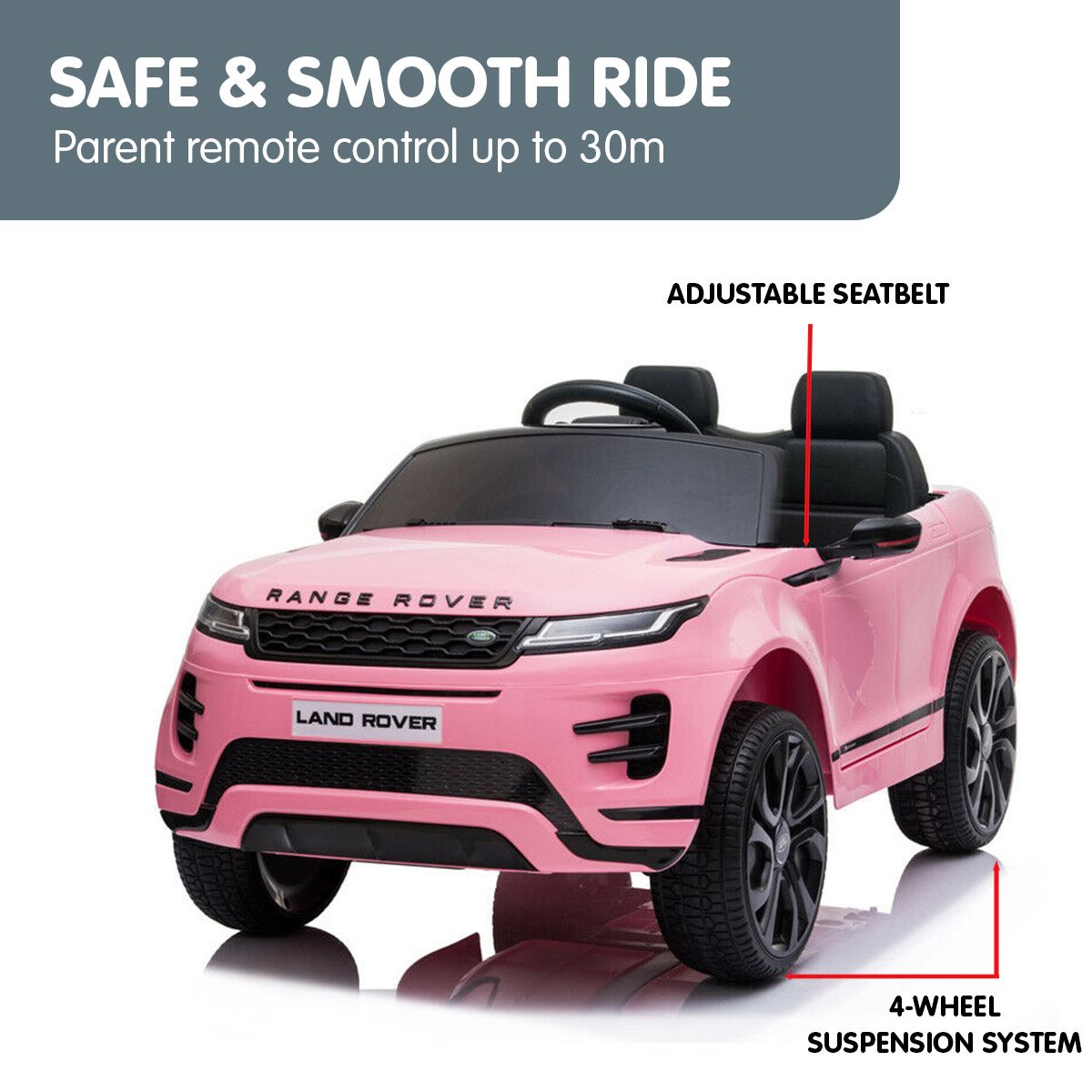 Kahuna Land Rover Licensed Kids Electric Ride On Car Remote Control - Pink