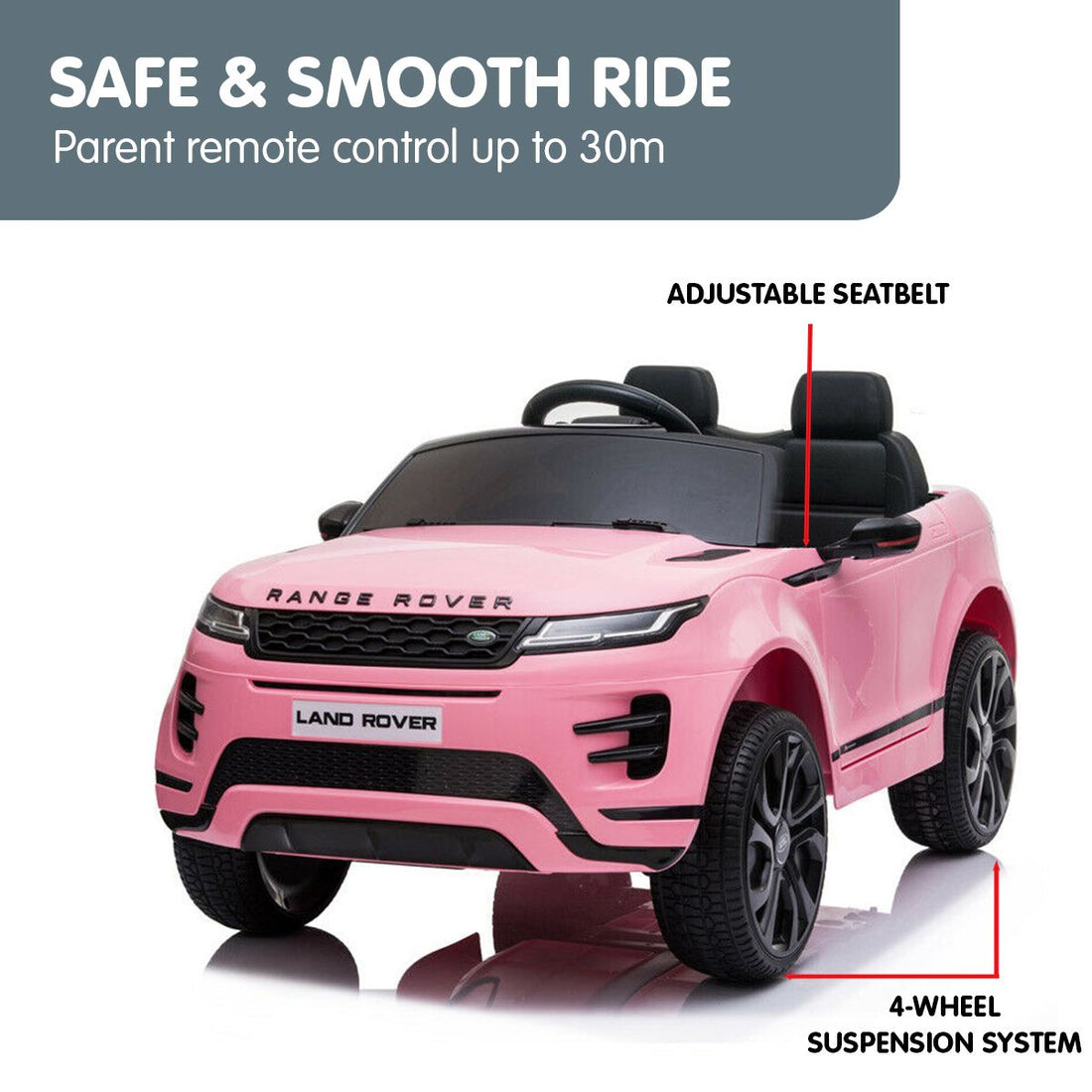 Kahuna Land Rover Licensed Kids Electric Ride On Car Remote Control - Pink