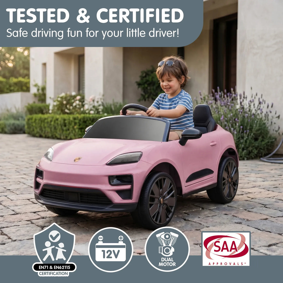 Kahuna Pink Porsche Macan Turbo EV Kids Ride On Car 12V Electric Car