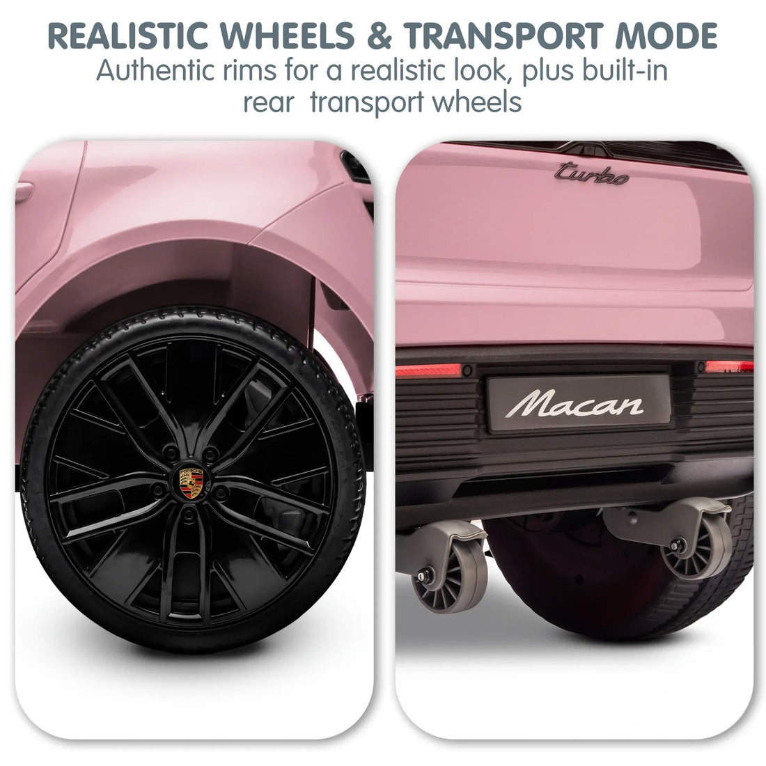 Kahuna Pink Porsche Macan Turbo EV Kids Ride On Car 12V Electric Car